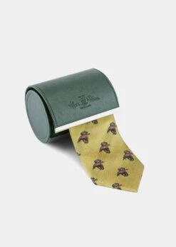 Ripon Silk Country Tie In Yellow - Retriever Design