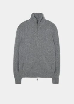 Ballater Lambswool Zipped Jumper In Grey Mix - Regular Fit
