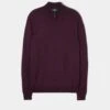 Barton Merino Wool 1/4 Zip Mock Jumper In Black Grape - Regular Fit