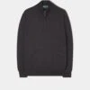 Barton Merino Wool 1/4 Zip Mock Jumper In Dark Brown - Regular Fit