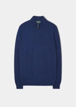 Cairns Geelong Wool 1/4 Zip Jumper In Indigo - Regular Fit