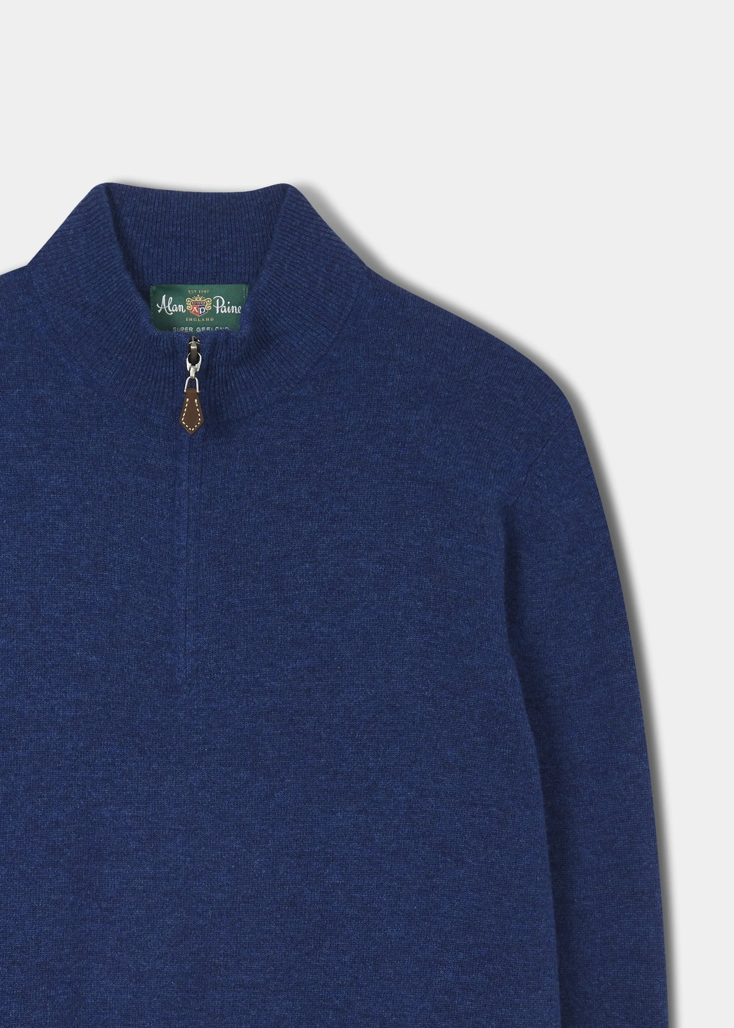 Cairns Geelong Wool 1/4 Zip Jumper In Indigo - Regular Fit 2 Cairns Geelong Wool 1/4 Zip Jumper In Indigo - Regular Fit - Image 2