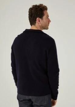 Ferndale Men's Knitted Lambswool Shirt In Navy - Regular Fit 8 Ferndale Men's Knitted Lambswool Shirt In Navy - Regular Fit -Alan Paine Fashion Store ferndale mens knitted lambswool shirt navy 2
