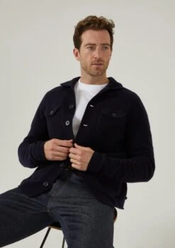 Ferndale Men's Knitted Lambswool Shirt In Navy - Regular Fit 10 Ferndale Men's Knitted Lambswool Shirt In Navy - Regular Fit -Alan Paine Fashion Store ferndale mens knitted lambswool shirt navy 4