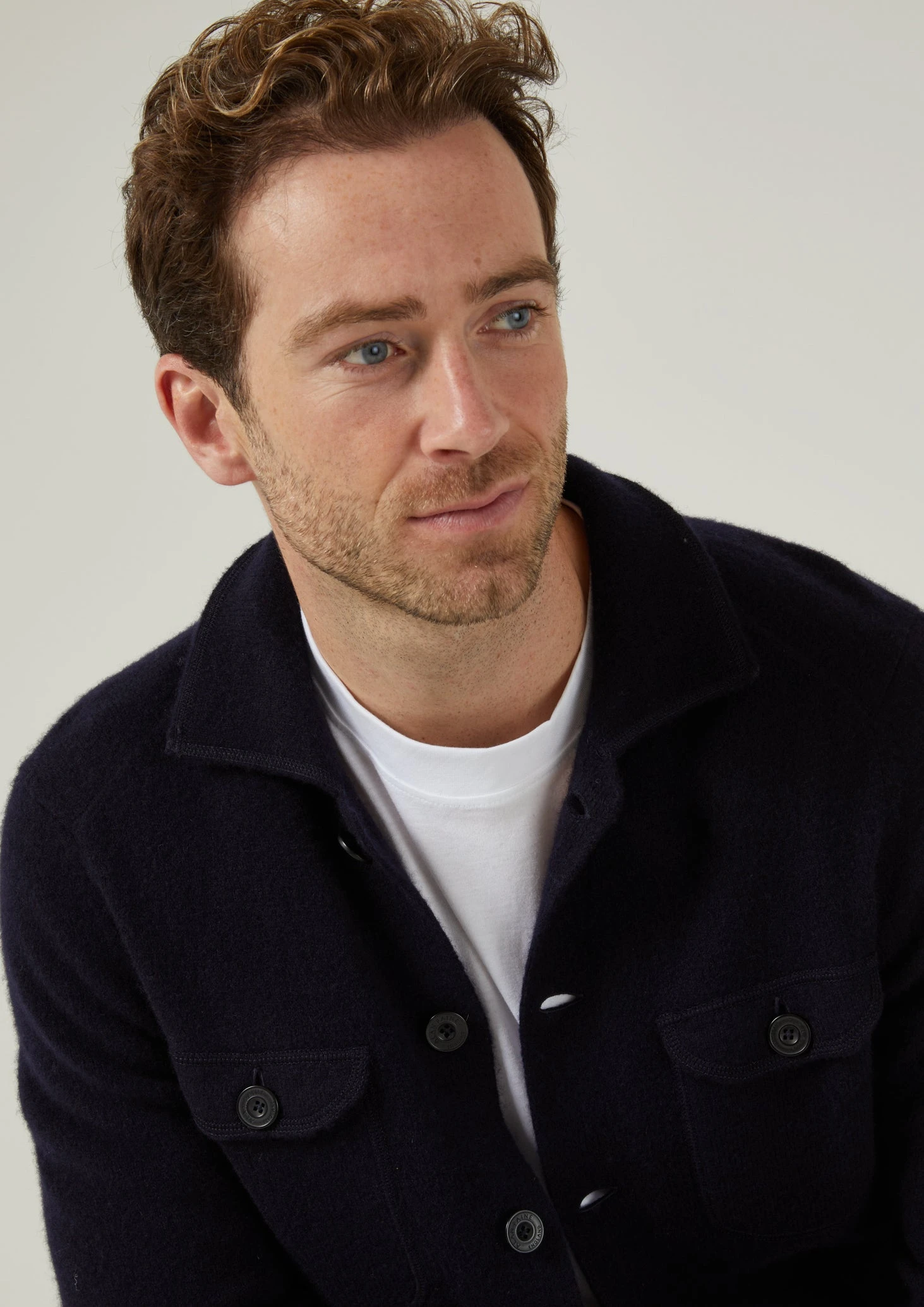 Ferndale Men's Knitted Lambswool Shirt In Navy - Regular Fit 6 Ferndale Men's Knitted Lambswool Shirt In Navy - Regular Fit - Image 6