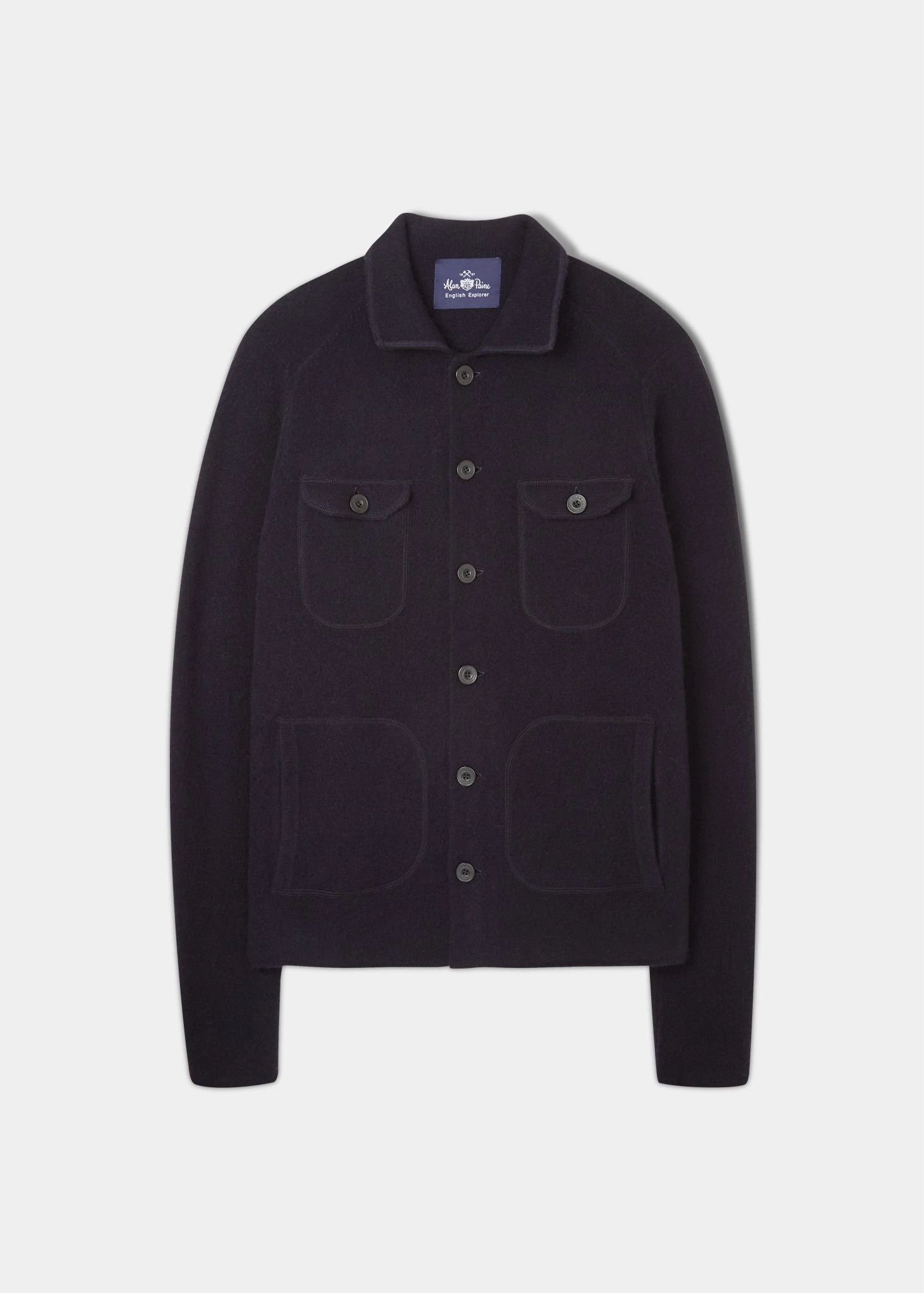 Ferndale Men's Knitted Lambswool Shirt In Navy - Regular Fit 1 Ferndale Men's Knitted Lambswool Shirt In Navy - Regular Fit