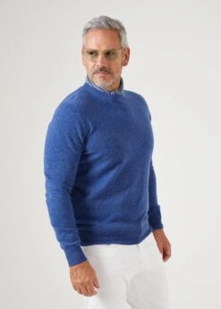 Brisbane Geelong Wool Jumper In Indigo - Regular Fit 11 Brisbane Geelong Wool Jumper In Indigo - Regular Fit -Alan Paine Fashion Store geelong wool jumper indigo 5