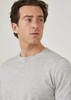 Harlington Luxury Cotton Jumper In Dove -Alan Paine Fashion Store harlington luxury cotton crew neck jumper dove 2