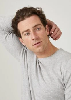 Harlington Luxury Cotton Jumper In Dove -Alan Paine Fashion Store harlington luxury cotton crew neck jumper dove 4