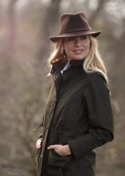 Richmond Ladies Felt Hat With Feather In Brown -Alan Paine Fashion Store ladies fedora hat brown 1