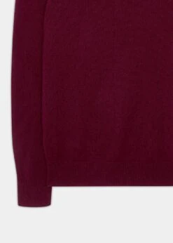 Sutherland Lambswool 1/4 Zip Jumper In Bordeaux - Regular Fit -Alan Paine Fashion Store lambswool half zip jumper bordeaux 3