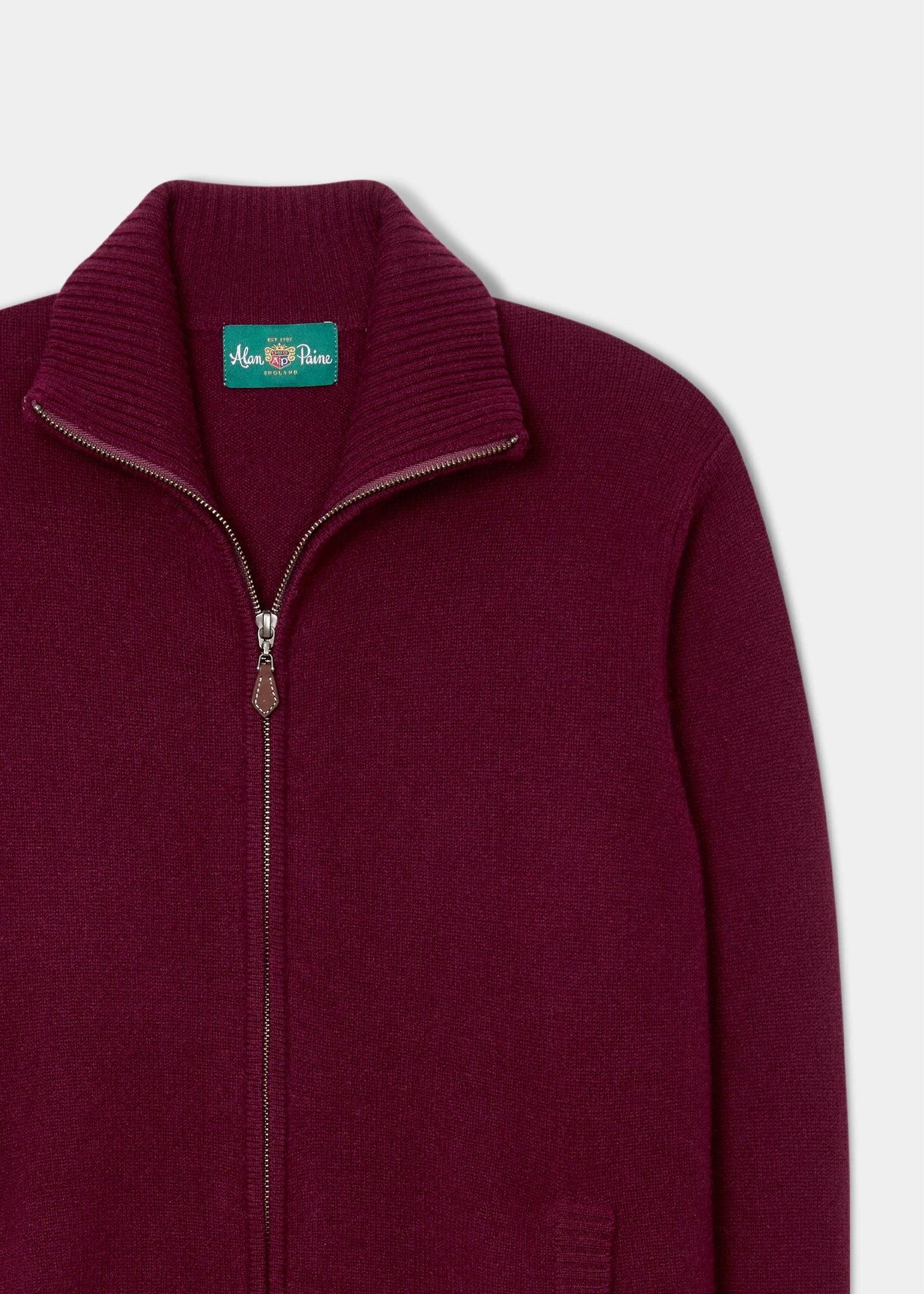 Ballater Lambswool Zipped Jumper In Bordeaux - Regular Fit 2 Ballater Lambswool Zipped Jumper In Bordeaux - Regular Fit - Image 2
