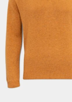 Streetly Men's V Neck Jumper In Gazelle - Classic Fit -Alan Paine Fashion Store lambswool vee neck jumper Gazelle 3