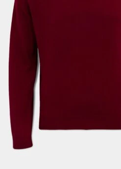 Streetly Men's V Neck Jumper In Bordeaux - Classic Fit -Alan Paine Fashion Store lambswool vee neck jumper bordeaux 3