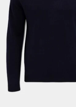Streetly Men's V Neck Jumper In Navy - Classic Fit -Alan Paine Fashion Store lambswool vee neck jumper navy 3