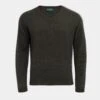 Streetly Men's V Neck Jumper In Seaweed - Classic Fit