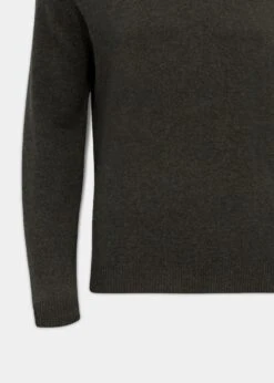 Streetly Men's V Neck Jumper In Seaweed - Classic Fit -Alan Paine Fashion Store lambswool vee neck jumper seaweed 3