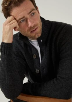 Landford Men's Lambswool Buttoned Jumper In Charcoal - Regular Fit 10 Landford Men's Lambswool Buttoned Jumper In Charcoal - Regular Fit -Alan Paine Fashion Store landford mens buttoned lambswool jumper charcoal 4