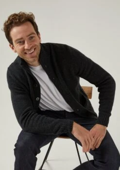 Landford Men's Lambswool Buttoned Jumper In Charcoal - Regular Fit 11 Landford Men's Lambswool Buttoned Jumper In Charcoal - Regular Fit -Alan Paine Fashion Store landford mens buttoned lambswool jumper charcoal 5