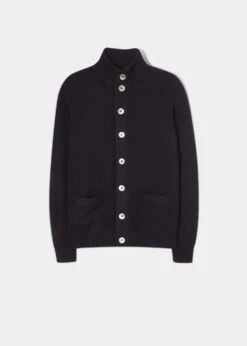 Landford Men's Lambswool Buttoned Jumper In Navy - Regular Fit