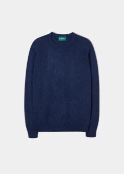 Lenzie Men's Lambswool Jumper In Indigo - Regular Fit