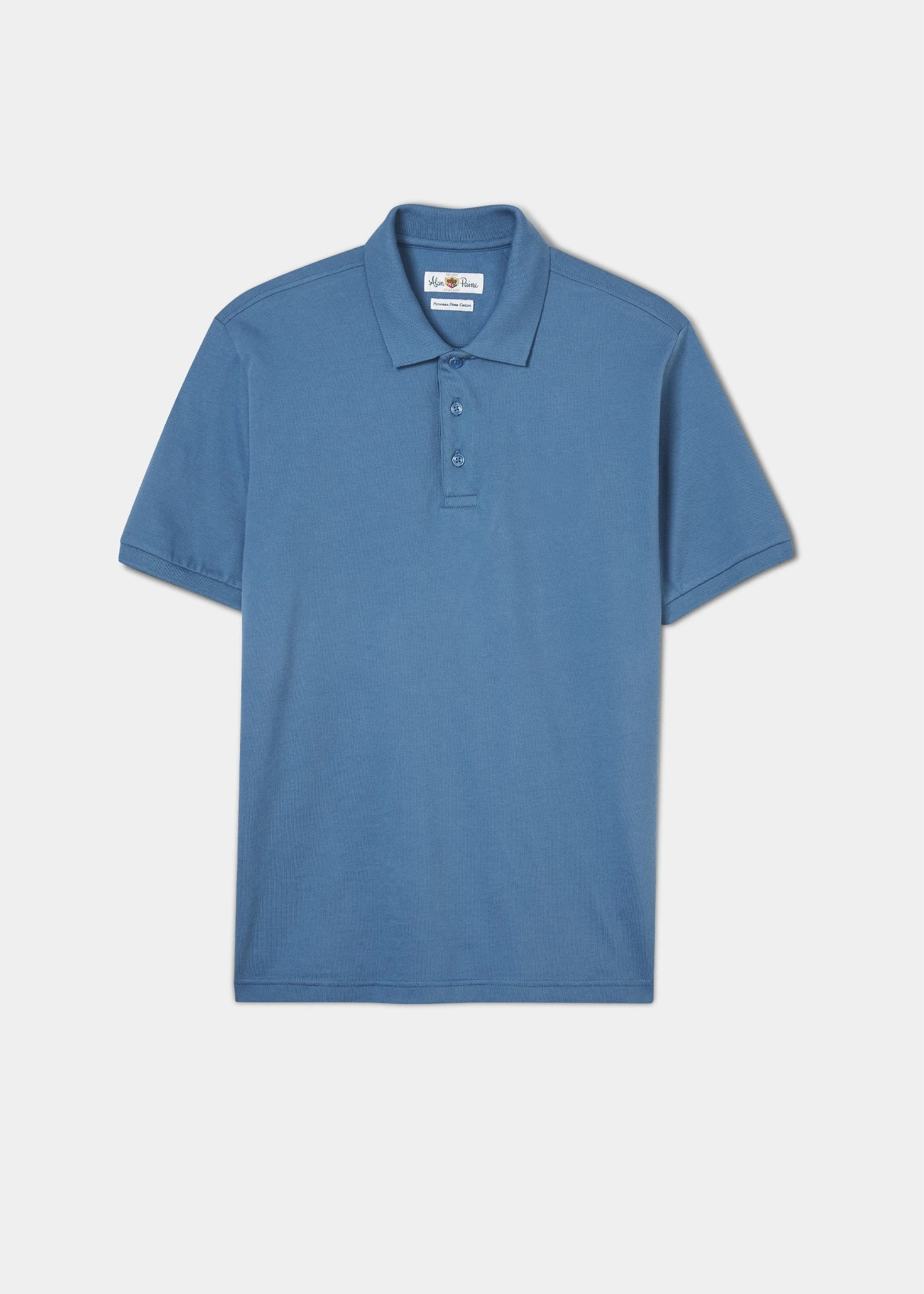 Fritton Pique Polo Shirt In Mid Blue - Without Emblem 1 Fritton Pique Polo Shirt In Mid Blue - Without Emblem