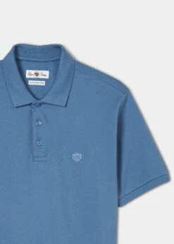 Fritton Pique Polo Shirt In Mid Blue -Alan Paine Fashion Store ls2008 fritton mens pique polo shirt mid blue 2