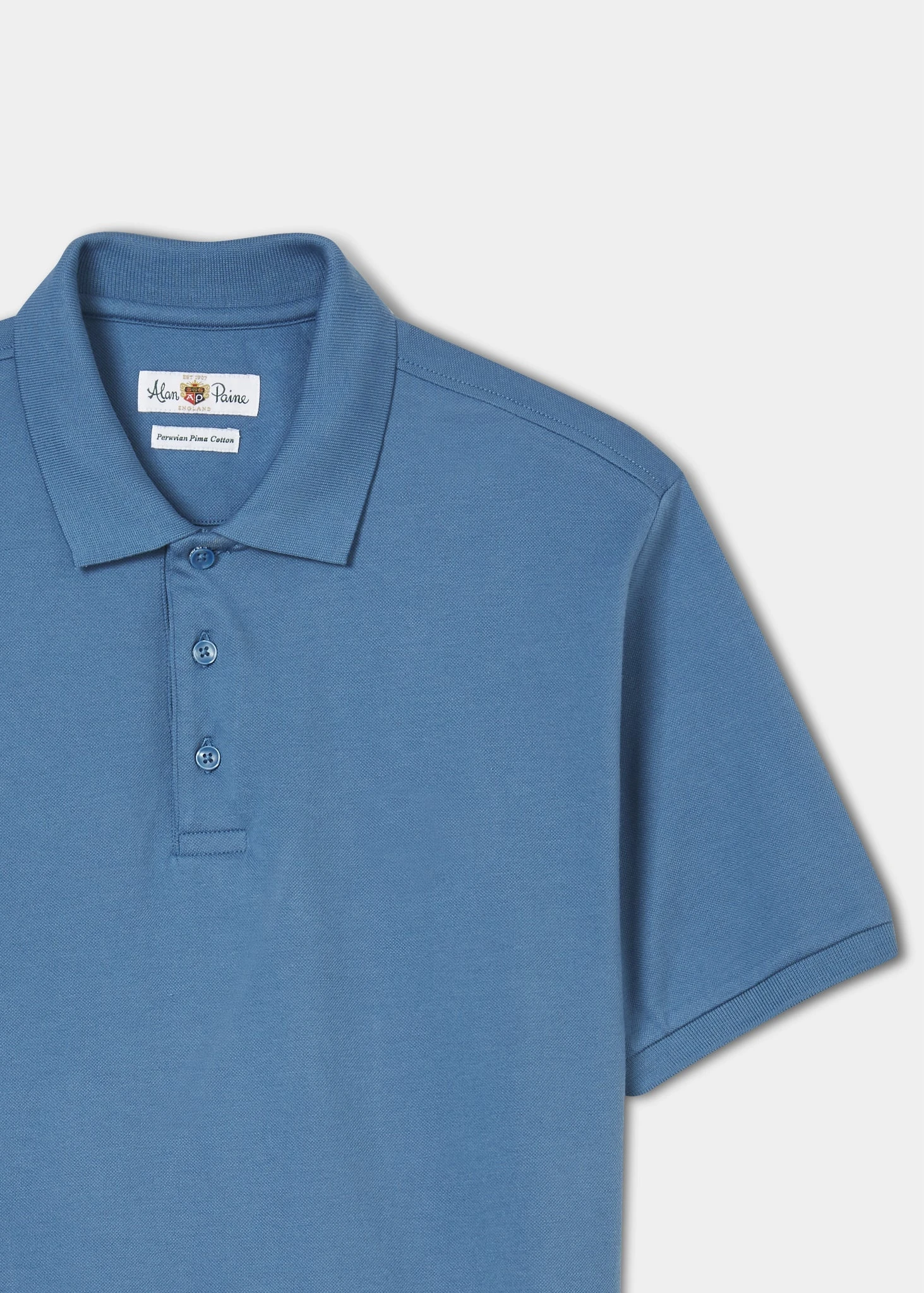 Fritton Pique Polo Shirt In Mid Blue - Without Emblem 3 Fritton Pique Polo Shirt In Mid Blue - Without Emblem - Image 3