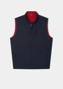Lettoch Reversible Lightweight Summer Gilet In Navy And Red - Regular Fit