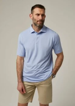 Rockbourne Performance Polo In Light Blue - Sports Fit -Alan Paine Fashion Store ls2303 rockbourne short sleeve polo light blue 2