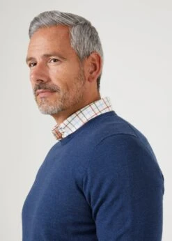 Radstone Men's Merino Wool Jumper In Indigo - Regular Fit 12 Radstone Men's Merino Wool Jumper In Indigo - Regular Fit -Alan Paine Fashion Store mens Merino Wool Jumper Indigo 4
