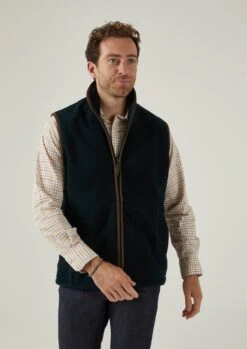 Aylsham Men's Fleece Gilet In Dark Navy - Regular Fit -Alan Paine Fashion Store mens fleece gilet dark navy 2