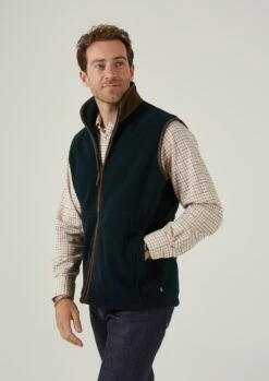 Aylsham Men's Fleece Gilet In Dark Navy - Regular Fit -Alan Paine Fashion Store mens fleece gilet dark navy 3