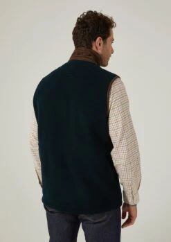 Aylsham Men's Fleece Gilet In Dark Navy - Regular Fit -Alan Paine Fashion Store mens fleece gilet dark navy 4