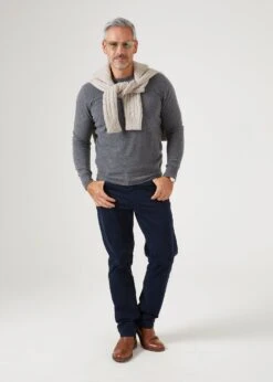 Brisbane Geelong Wool Jumper In Derby - Regular Fit -Alan Paine Fashion Store mens geelong wool jumper derby 5