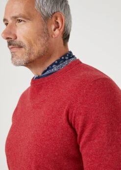 Brisbane Geelong Wool Jumper In Poppy Melange - Regular Fit -Alan Paine Fashion Store mens geelong wool jumper poppy melange 4