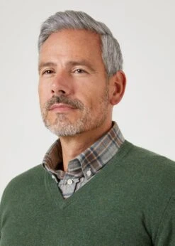 Albury Geelong Wool Jumper In Rosemary - Regular Fit -Alan Paine Fashion Store mens geelong wool jumper rosemary 3