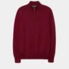 Barton Merino Wool 1/4 Zip Mock Jumper In Bordeaux - Regular Fit