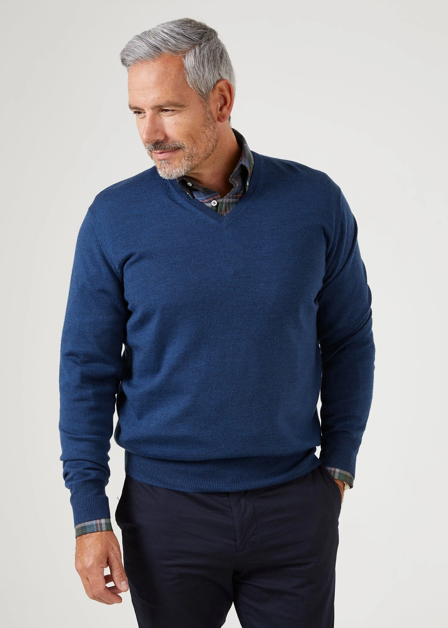 Millbreck Men's Merino Wool Jumper In Indigo - Regular Fit 2 Millbreck Men's Merino Wool Jumper In Indigo - Regular Fit - Image 2