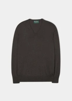 Millbreck Merino Wool Jumper In Dark Brown - Regular Fit