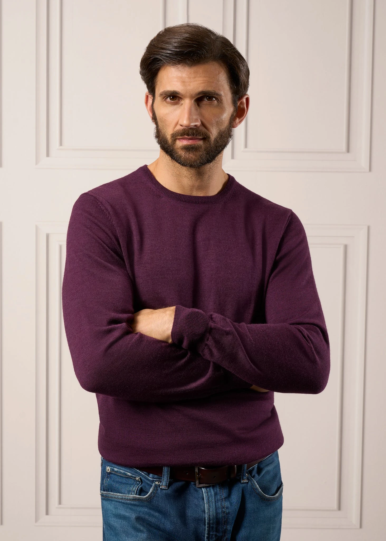 Radstone Men's Merino Wool Jumper In Black Grape - Regular Fit 2 Radstone Men's Merino Wool Jumper In Black Grape - Regular Fit - Image 2