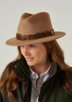 Richmond Ladies Fedora In Mink -Alan Paine Fashion Store richmond ladies pheasant wrap fedora mink 1