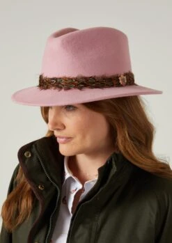 Richmond Ladies Fedora In Pink -Alan Paine Fashion Store richmond ladies pheasant wrap fedora pink 1