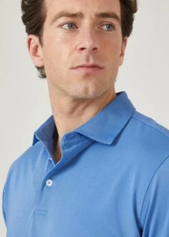 Rockbourne Performance Polo In Mid Blue - Sports Fit -Alan Paine Fashion Store rockbourne mens polo shirt mid blue 3