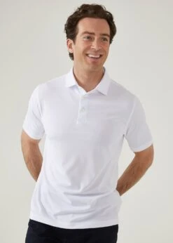 Rockbourne Performance Polo In White - Sports Fit -Alan Paine Fashion Store rockbourne mens polo shirt white 2