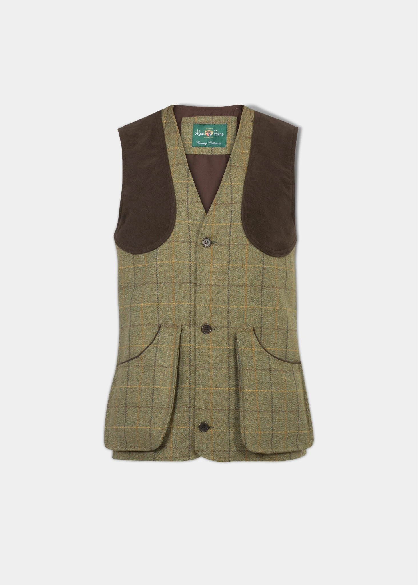 Rutland Men's Tweed Shooting Waistcoat In Dark Moss - Shooting Fit 1 Rutland Men's Tweed Shooting Waistcoat In Dark Moss - Shooting Fit