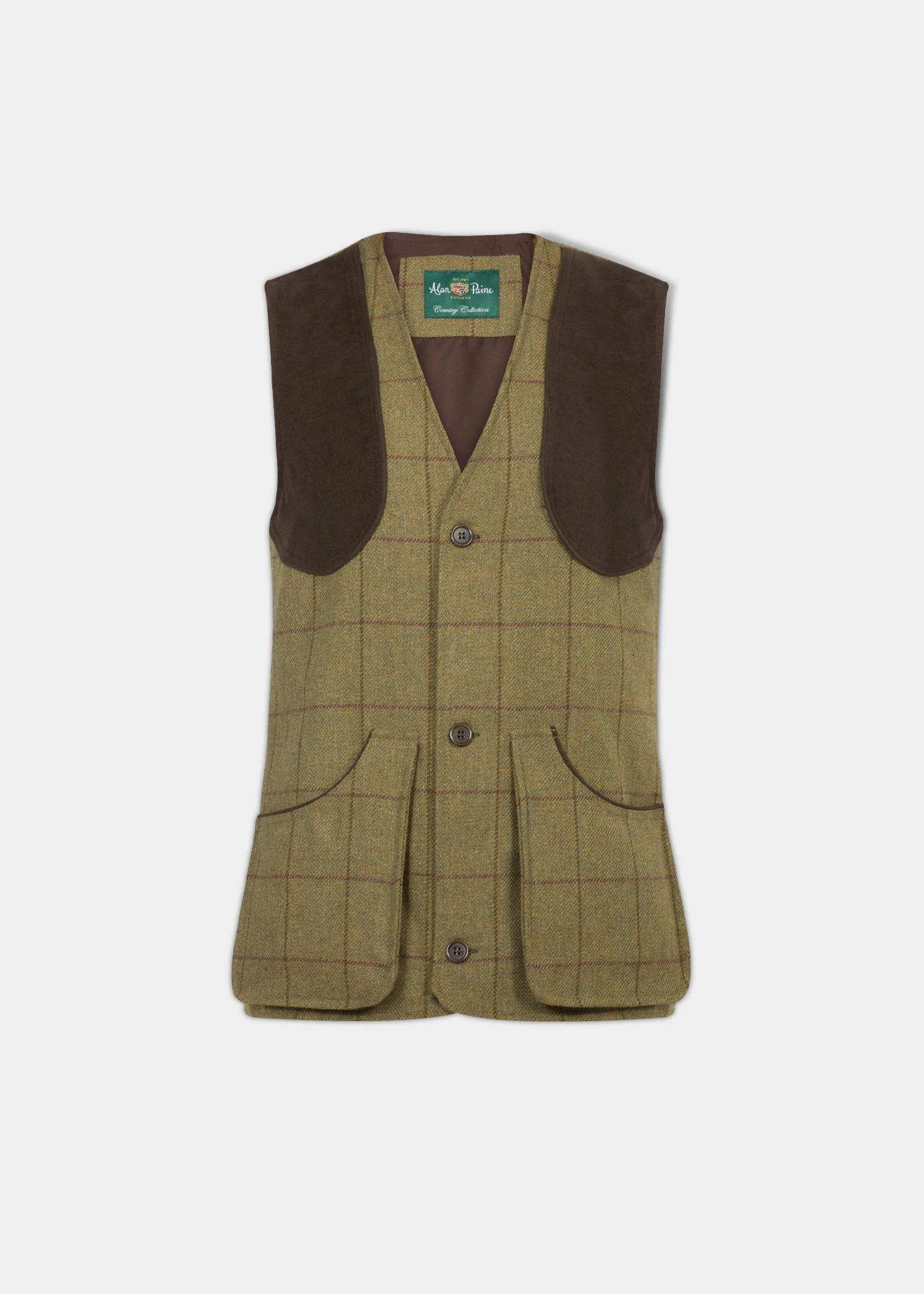 Rutland Men's Tweed Shooting Waistcoat In Lichen - Shooting Fit 1 Rutland Men's Tweed Shooting Waistcoat In Lichen - Shooting Fit