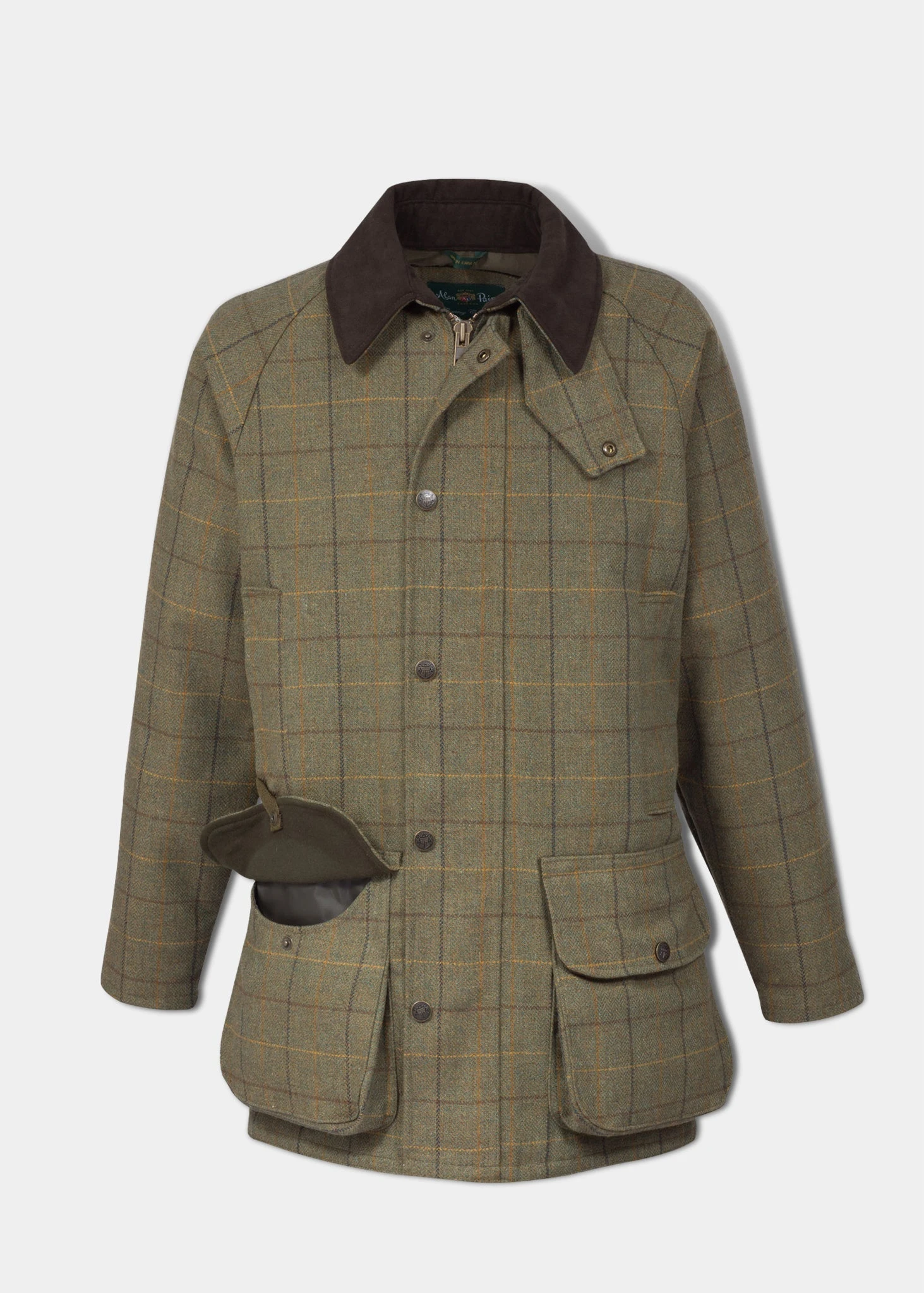 Rutland Men's Tweed Waterproof Shooting Coat In Dark Moss - Regular Fit 1 Rutland Men's Tweed Waterproof Shooting Coat In Dark Moss - Regular Fit