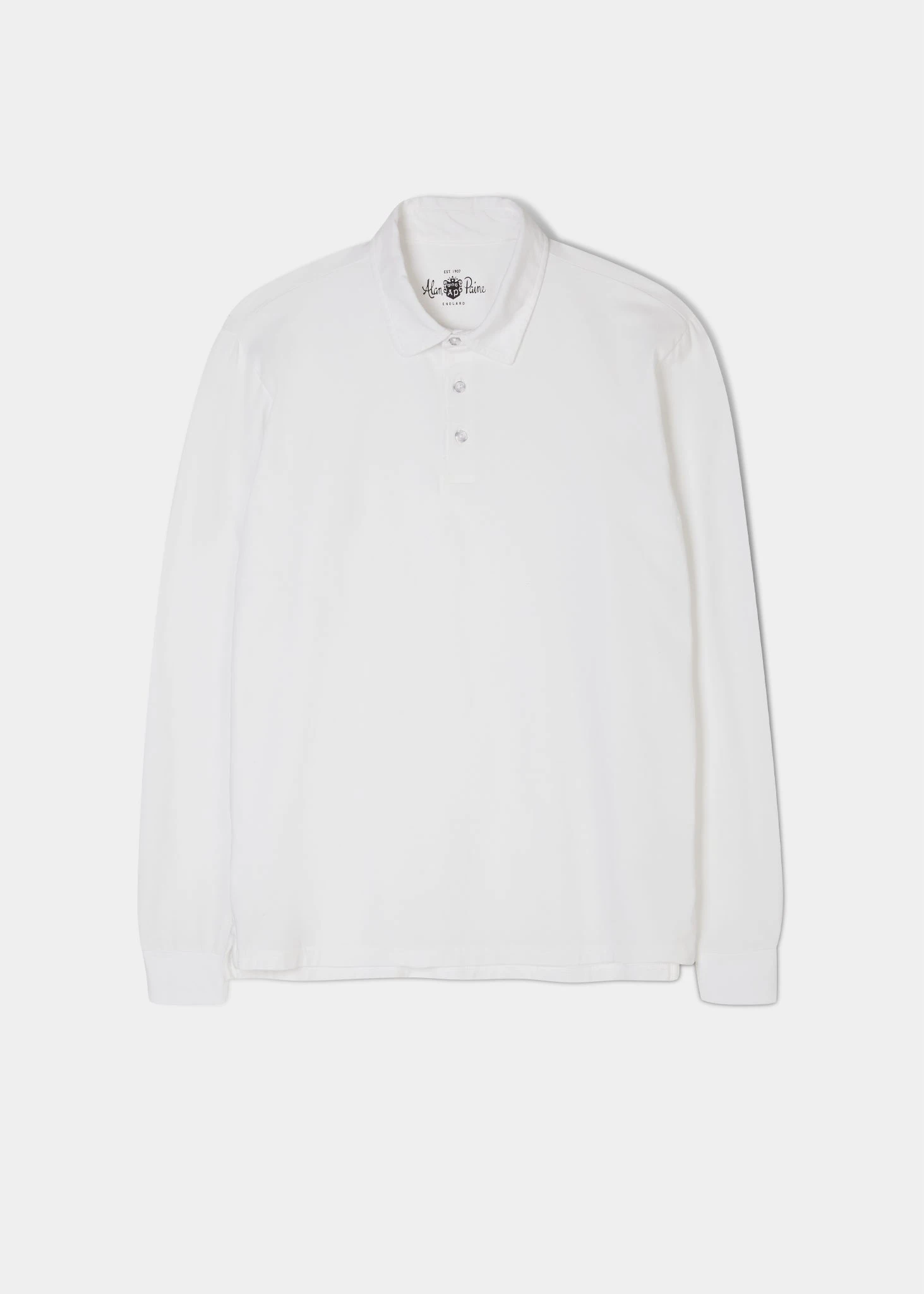 Storwood Long Sleeve Polo Shirt In White 1 Storwood Long Sleeve Polo Shirt In White