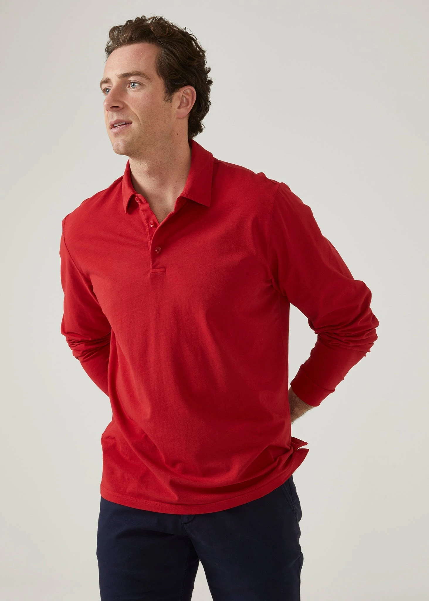 Storwood Long Sleeve Polo Shirt In Rosso 3 Storwood Long Sleeve Polo Shirt In Rosso - Image 3